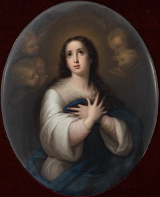 Lot 165 - Continental Painted Porcelain Plaque of the Immaculate Conception