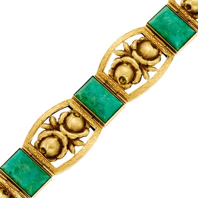 Lot 1215 - Gold and Amazonite Bracelet