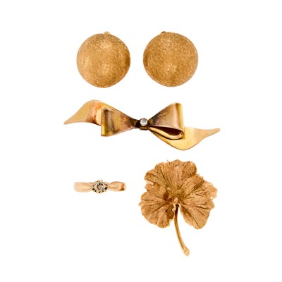 Lot 1254 - Group of Gold and Diamond Jewelry