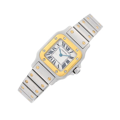Lot 1222 - Cartier Stainless Steel and Gold 'Santos' Wristwatch, Ref. 1567