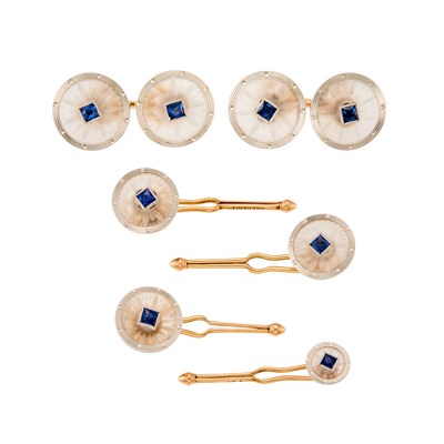 Lot 1221 - Platinum, Rose Gold, Sapphire and Rock Crystal Dress Set