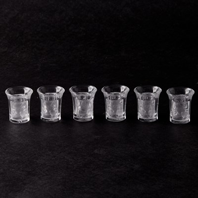 Lot 194 - Group of Six Lalique "Enfants" Molded Glass Shot Glasses