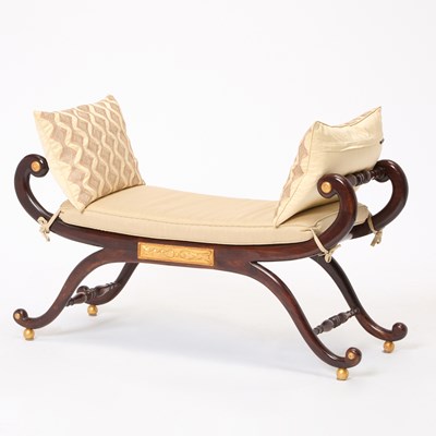 Lot 135 - Regency Style Parcel-Gilt Mahogany Curule Form Window Bench