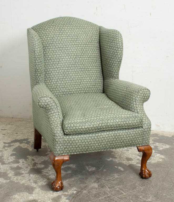 Lot 32 - George II Style Upholstered Wing Chair