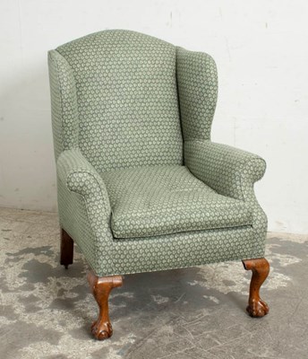 Lot 32 - George II Style Upholstered Wing Chair