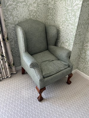Lot 32 - George II Style Upholstered Wing Chair