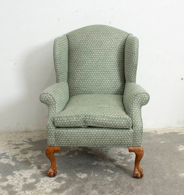 Lot 32 - George II Style Upholstered Wing Chair