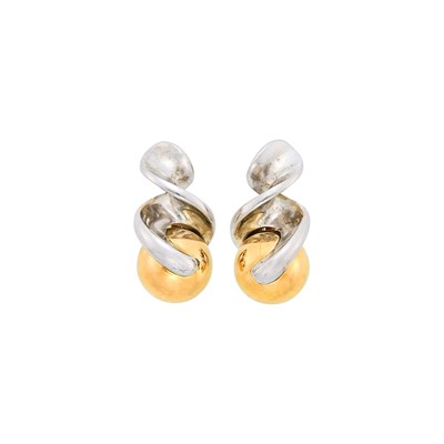 Lot 43 - Marina B Pair of Gold and Silver 'Fusilli' Earclips