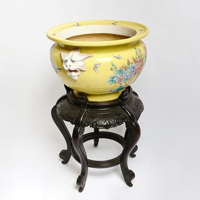 Lot 111 - French Yellow Ground Porcelain/Ceramic Jardiniere