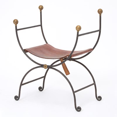 Lot 109 - Iron and Brass Campaign Folding Curule Stool
