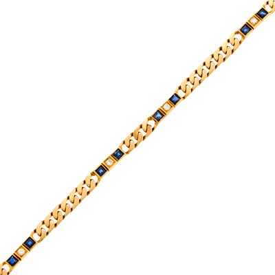 Lot 1101 - Gold, Sapphire and Diamond Bracelet