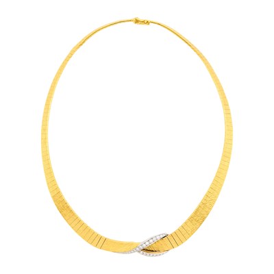 Lot 107 - Two-Color Gold and Diamond Necklace