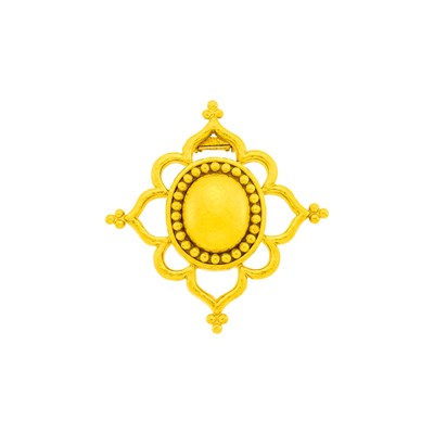 Lot 4 - Elizabeth Locke Hammered Gold Clip-Brooch