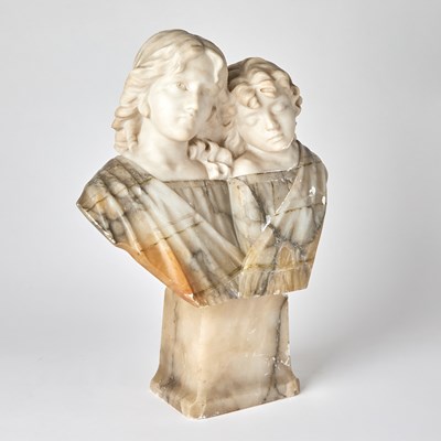 Lot 184 - Italian Marble and Alabaster Group of Two Children