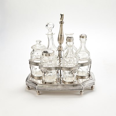 Lot 59 - Silver and Cut Glass Cruet Set