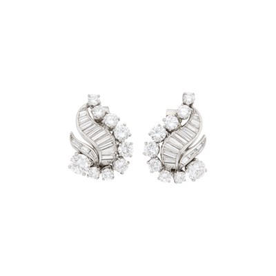 Lot 100 - Merrin Pair of Platinum and Diamond Earclips