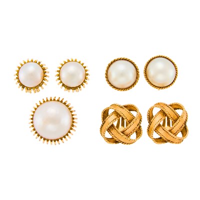 Lot 1163 - Group of Gold and Mabé Pearl Jewelry