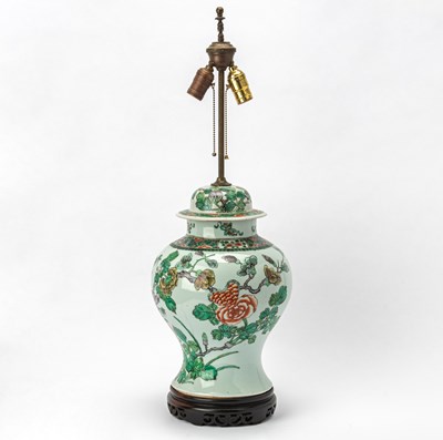 Lot 449 - A Chinese Famille Verte Porcelain Covered Vase