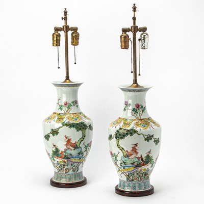 Lot 479 - A Pair of Chinese Enameled Porcelain Vases
