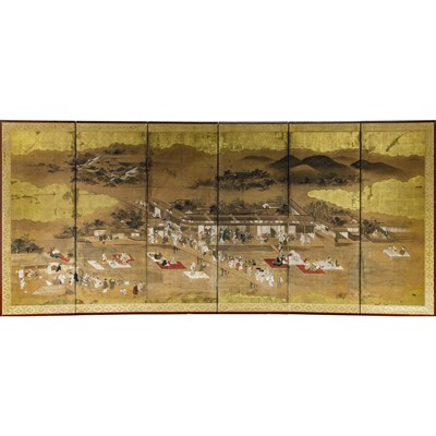 Lot 355 - A Japanese Six-Fold Byobu Screen
