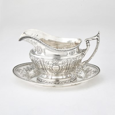 Lot 65 - Gorham Sterling Silver Sauceboat and Stand