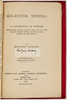Lot 167 - Soldiers Three, with a clipped Kipling signature