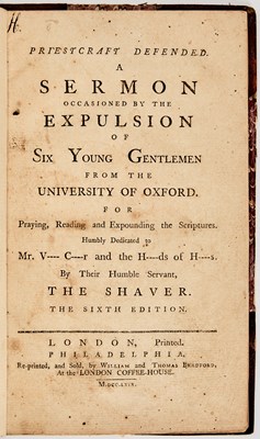 Lot 1 - Priestcraft Defended, printed by Bradford in 1769
