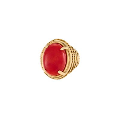 Lot 1232 - Gold and Coral Ring