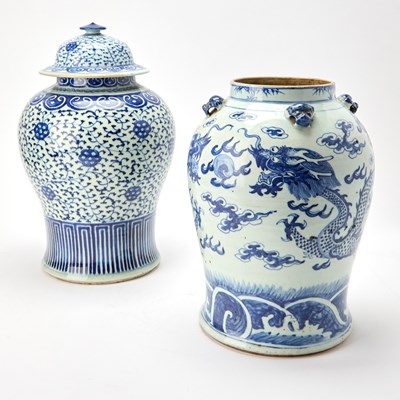 Lot 460 - Two Chinese Blue and White Porcelain Baluster Jars