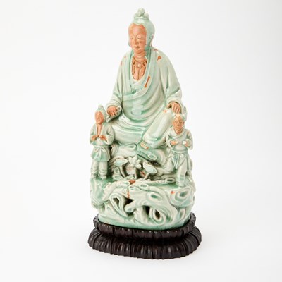Lot 403 - A Chinese Longquan Celadon Figure of a Bodhisattva
