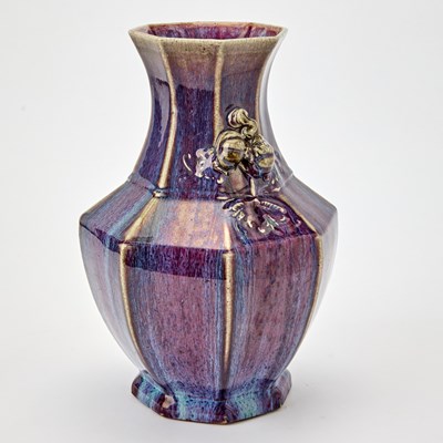 Lot 242 - A Chinese Flambe Glazed Porcelain Octagonal Vase