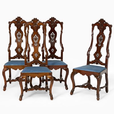 Lot 168 - Set of Four Anglo-Dutch Walnut Side Chairs