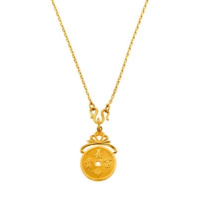 Lot 1180 - High Karat Gold Medallion Pendant with Chain Necklace