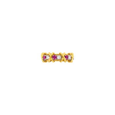 Lot 106 - Tiffany & Co., Schlumberger Gold, Diamond and Ruby 'Sixteen Stone' Band Ring