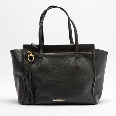 Lot 130 - Salvatore Ferragamo Black Leather Tote