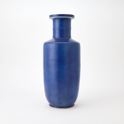 Lot 190 - A Chinese Powder Blue Glazed Porcelain Rouleau Vase