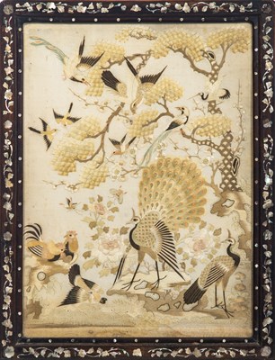 Lot 119 - A Chinese Embroidered Silk Screen Panel