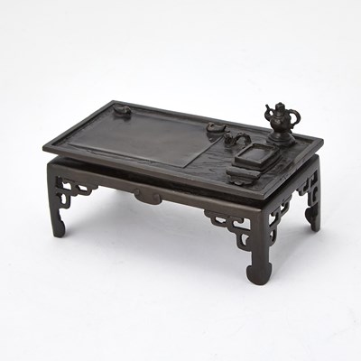 Lot 97 - A Chinese Bronze Table-Form Inkstone