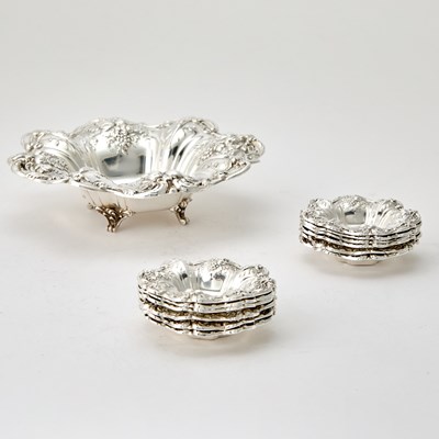 Lot Reed & Barton Sterling Silver "Francis I" Pattern Footed Bowl and Set of Twelve Nut Dishes