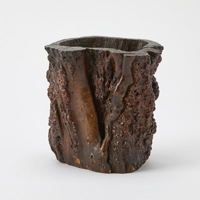 Lot 139 - A Chinese Carved Burlwood Brush Pot