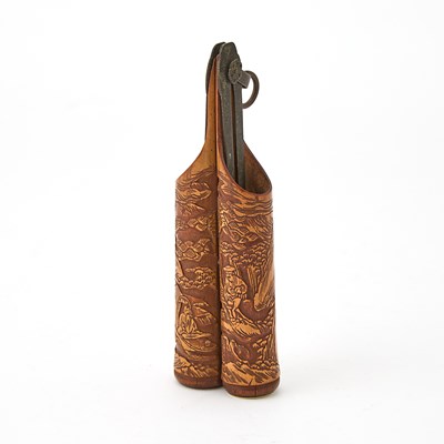 Lot 140 - A Chinese Carved Bamboo Double Holder