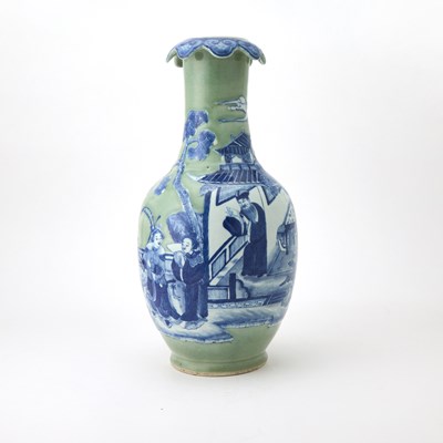 Lot 236 - A Chinese Celadon-Glazed Blue and White Porcelain Vase