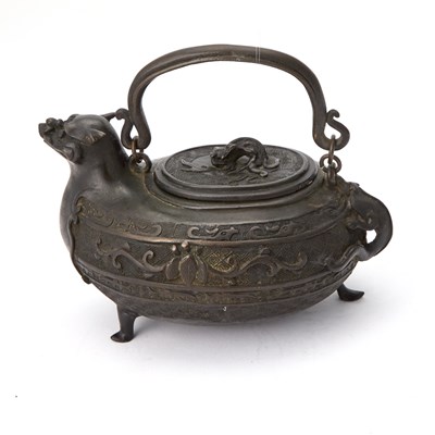 Lot 86 - A Chinese Cast Bronze Archaistic Tripod Ewer