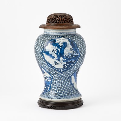Lot 194 - A Chinese Blue and White Porcelain Baluster Jar