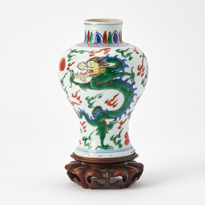 Lot 173 - A Chinese Wucai Porcelain Baluster Vase
