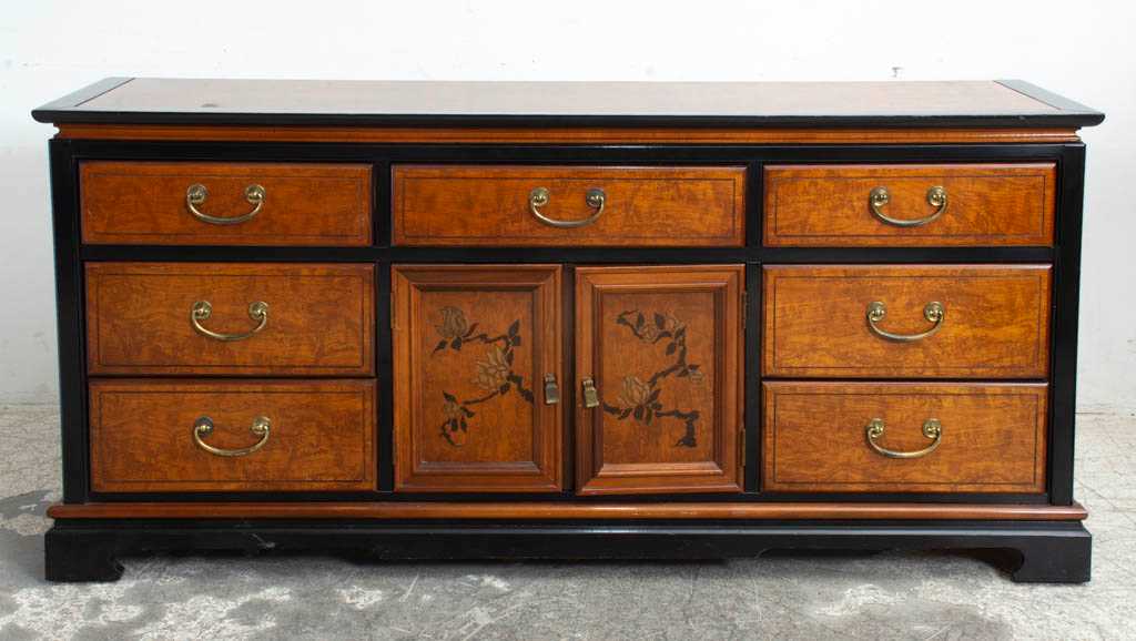 Lot 41 - Asian Inspired Ebonized Chest of Drawers