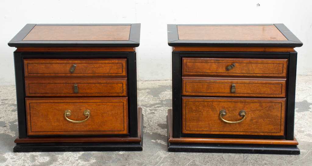 Lot 42 - Pair of Asian Inspired Ebonized Nightstands