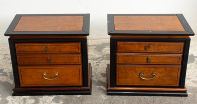 Lot 42 - Pair of Asian Inspired Ebonized Nightstands