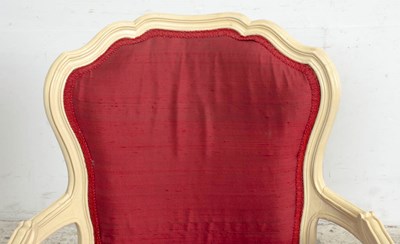 Lot 44 - Pair of Cream Painted and Red Upholstered Fauteuils