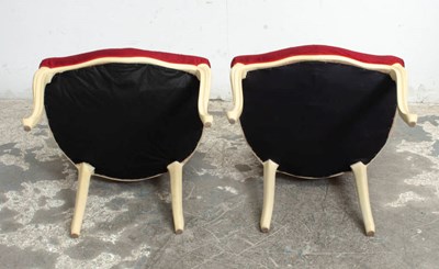 Lot 44 - Pair of Cream Painted and Red Upholstered Fauteuils